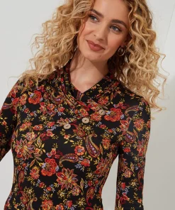 All New Button Printed Jersey Tunic