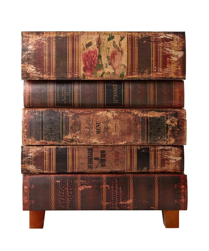 Antique Stacked Books Side Cabinet