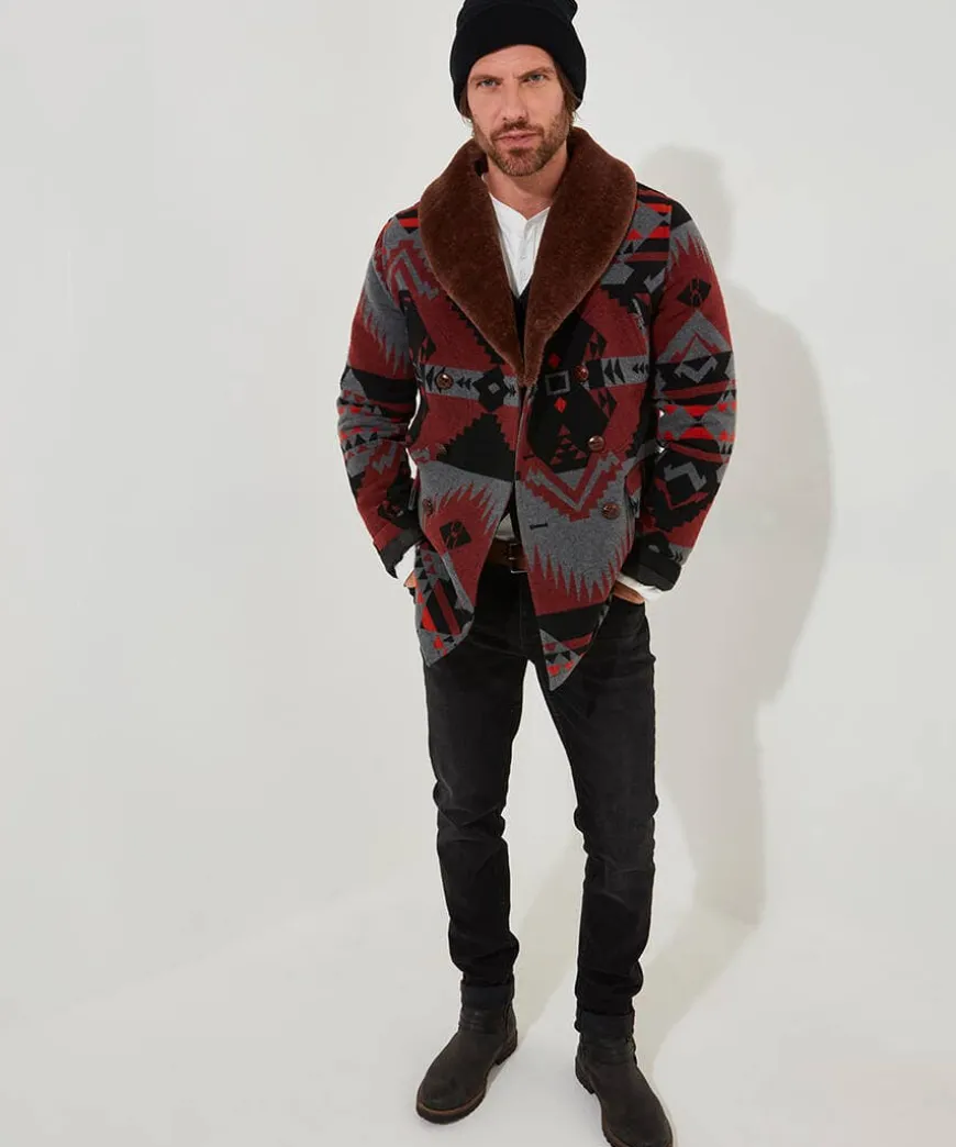 Aztec Fur Collar Coat