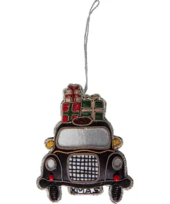 Beautifully Embroidered Taxi Christmas Ornament