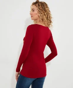Betsey Button Detail Jersey Top