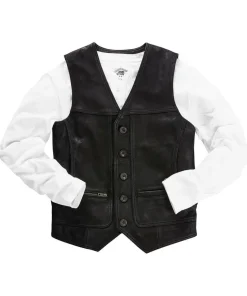 Black Leather Waistcoat