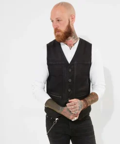 Black Leather Waistcoat