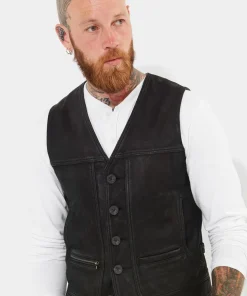 Black Leather Waistcoat