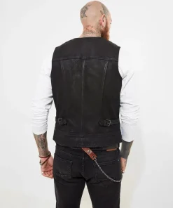 Black Leather Waistcoat