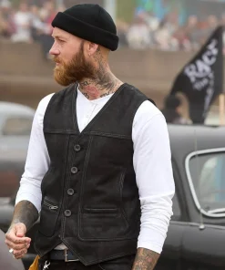 Black Leather Waistcoat