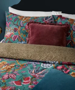 Blue Savanna Leopard Florals Cotton Slub Reversible Duvet Set