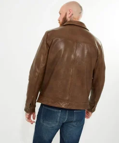 Brown Trucker Leather Jacket