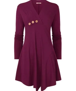 Button Detail Jersey Tunic Top