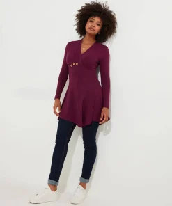 Button Detail Jersey Tunic Top