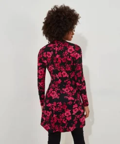 Button Detail Printed Jersey Tunic Top