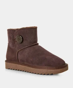 Cosy Button Trim Suede Boots