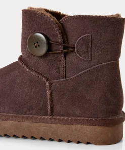 Cosy Button Trim Suede Boots