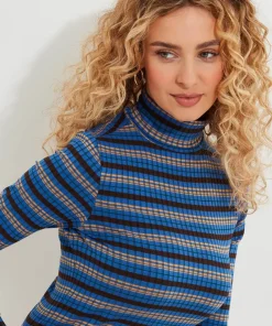 Darcie Striped Roll Neck Top
