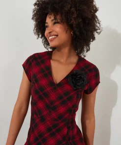 Dixie Check Dress With Corsage