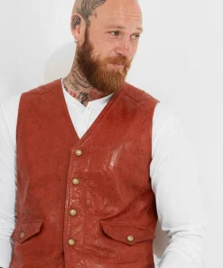 Embossed Leather Waistcoat