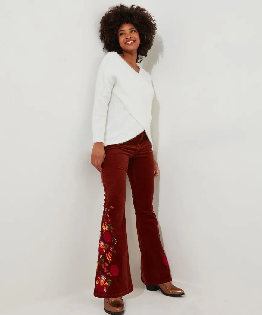 Extraordinary Embroidered Cord Trousers
