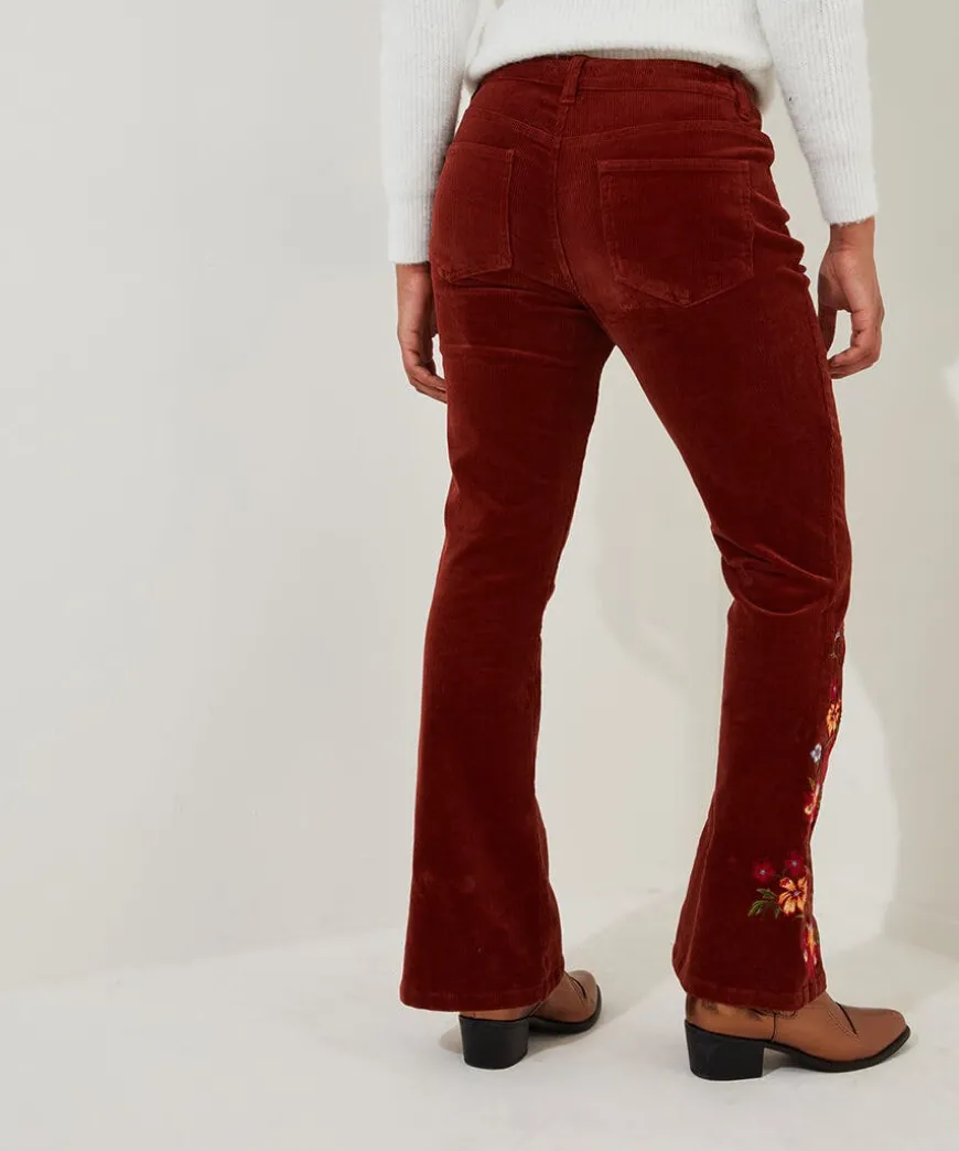 Extraordinary Embroidered Cord Trousers