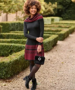 Glamorous Glitter Knit Dress With Snood