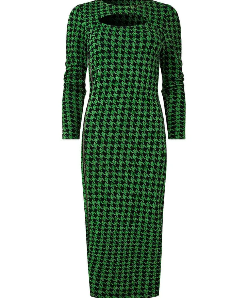 Greta Zip Through Stretch Jacquard Dress