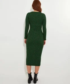 Greta Zip Through Stretch Jacquard Dress
