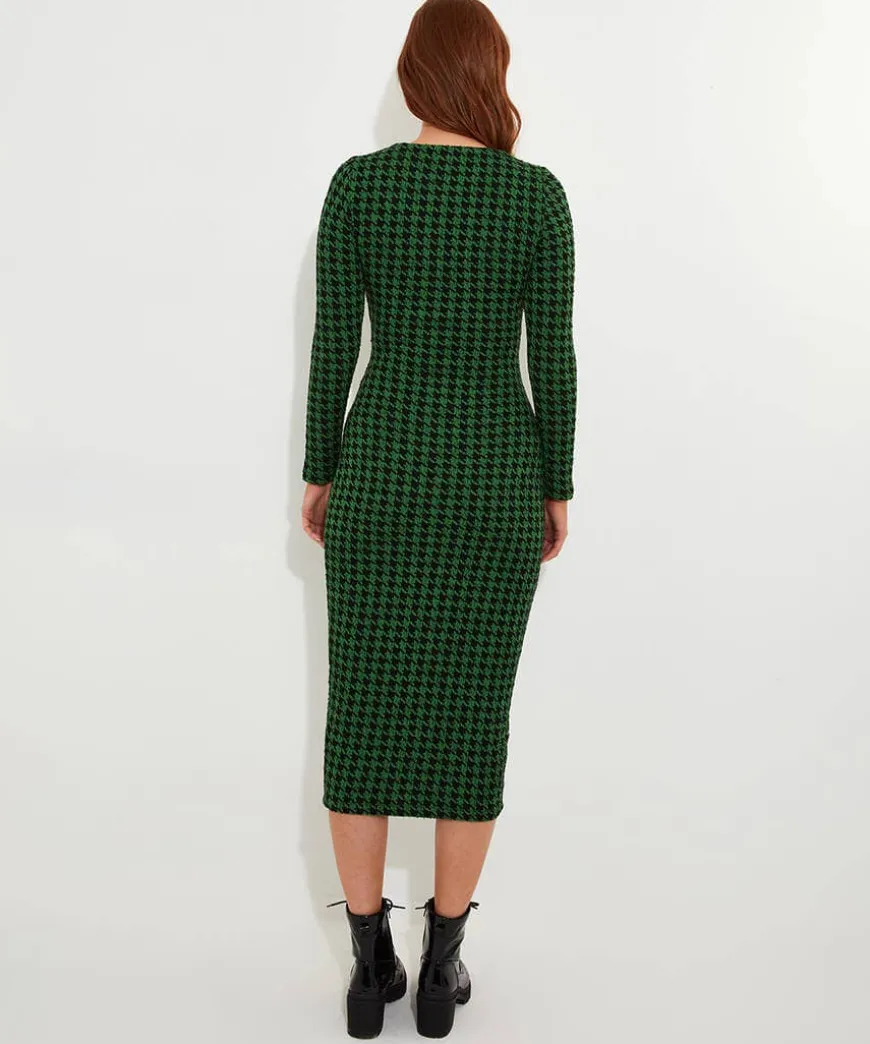 Greta Zip Through Stretch Jacquard Dress