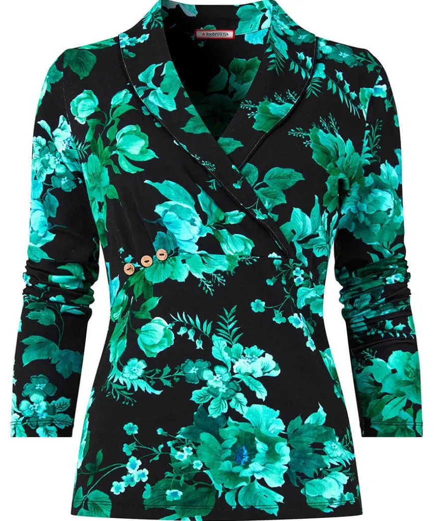 Hallie Jersey Print Wrap Top