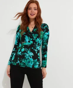 Hallie Jersey Print Wrap Top