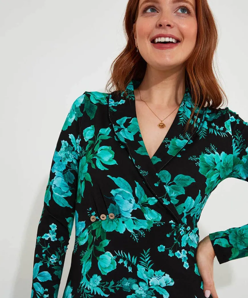 Hallie Jersey Print Wrap Top