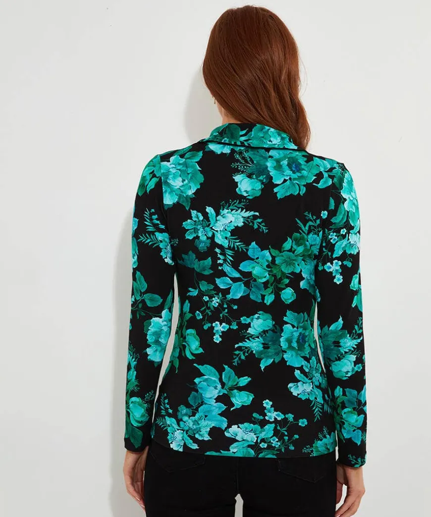 Hallie Jersey Print Wrap Top