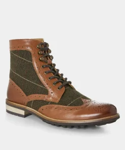 Harlington Tweed And Leather Boots