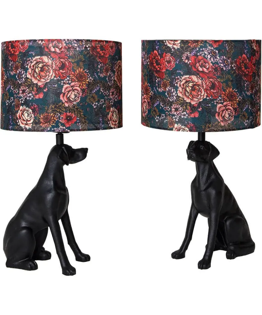 Highland Botanicals Set Of 2 Dog Lamps