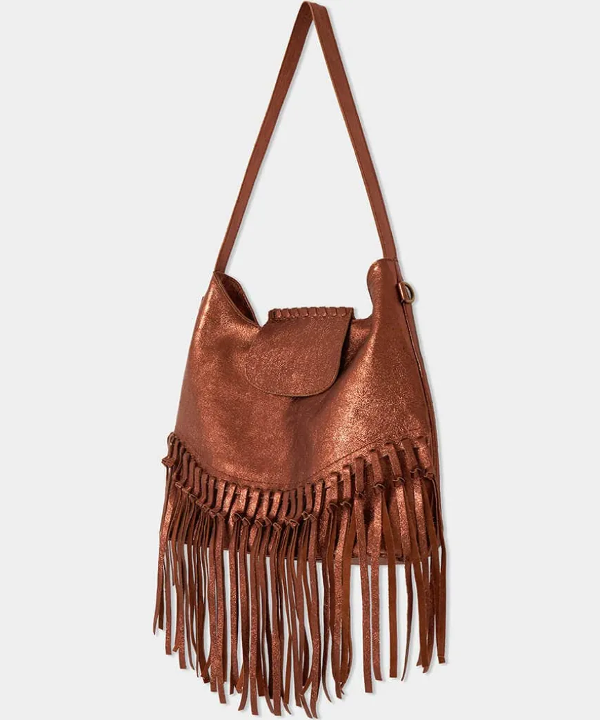 Jaipur Shimmer Leather Tassel Bag