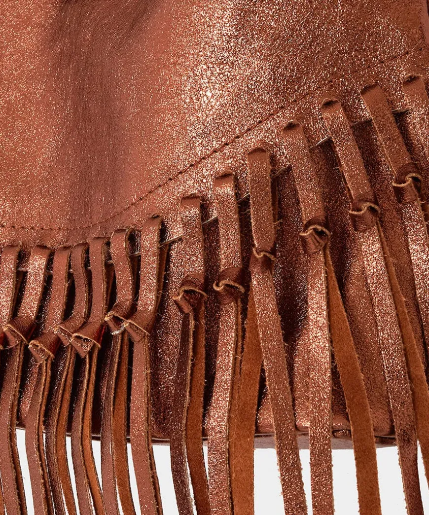 Jaipur Shimmer Leather Tassel Bag