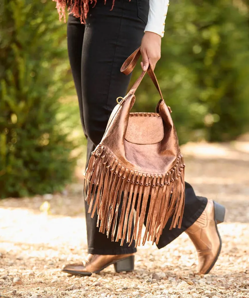 Jaipur Shimmer Leather Tassel Bag