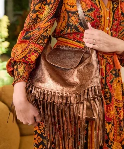 Jaipur Shimmer Leather Tassel Bag