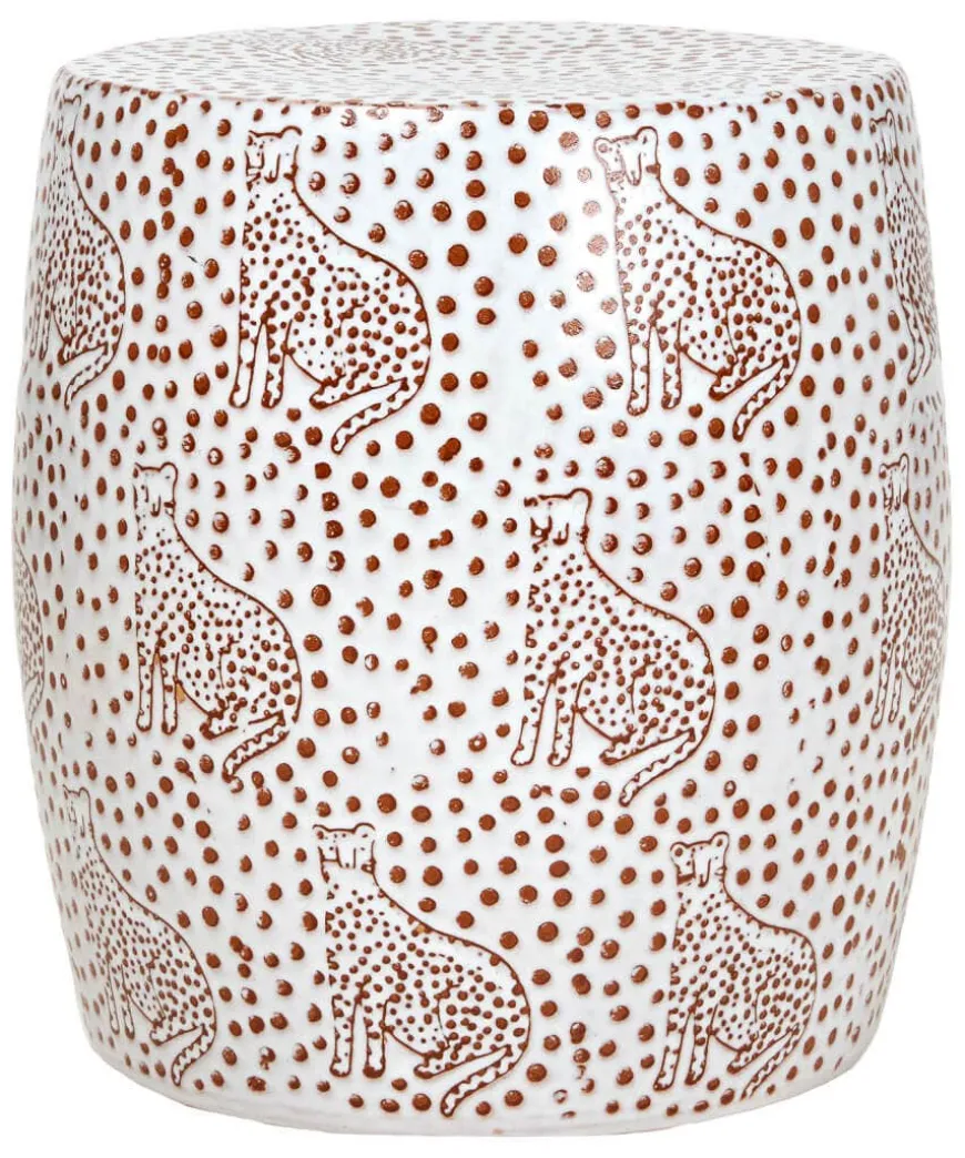 Lavish Leopard Ceramic Stool