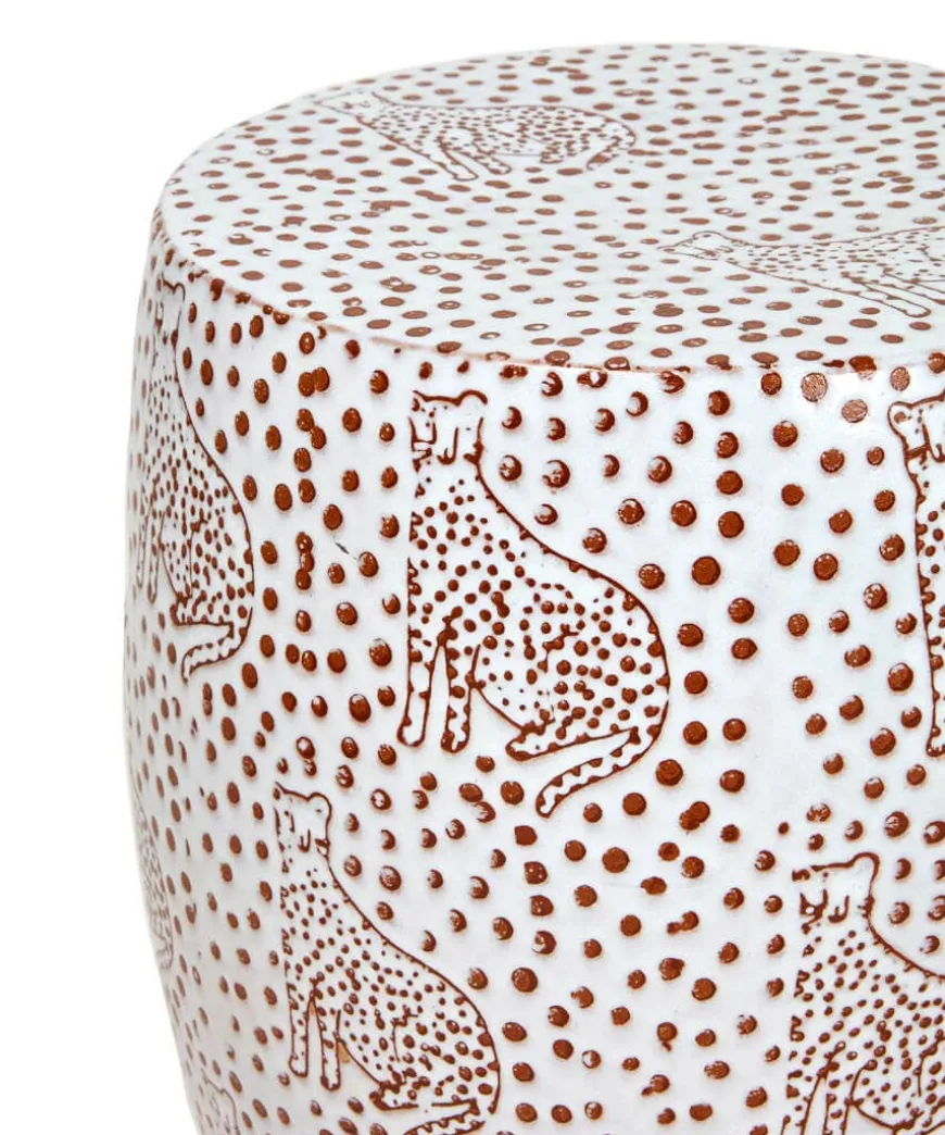 Lavish Leopard Ceramic Stool