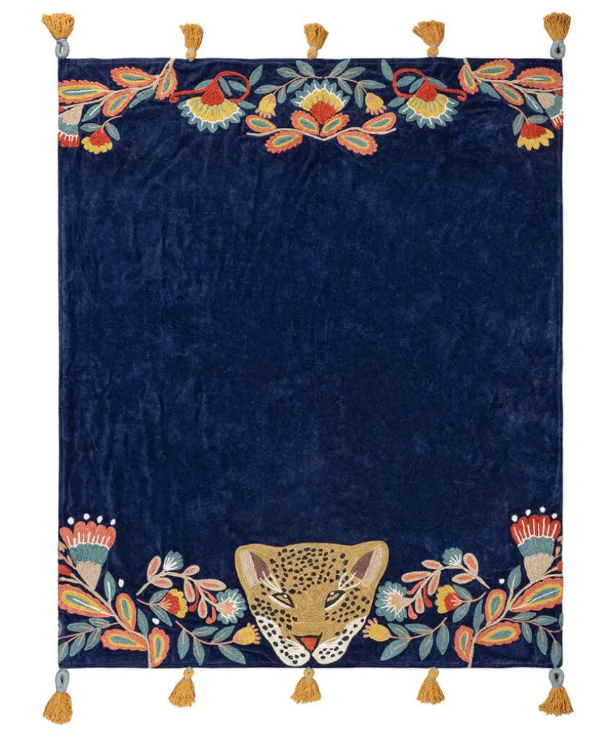 Lavish Leopard Embroidered Throw