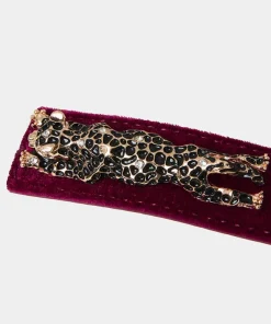 Leopard Trim Deco Velvet Belt