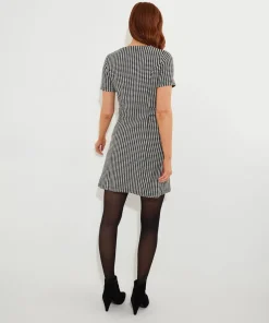 Lulu Dogstooth Stretch Jacquard Dress