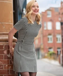 Lulu Dogstooth Stretch Jacquard Dress