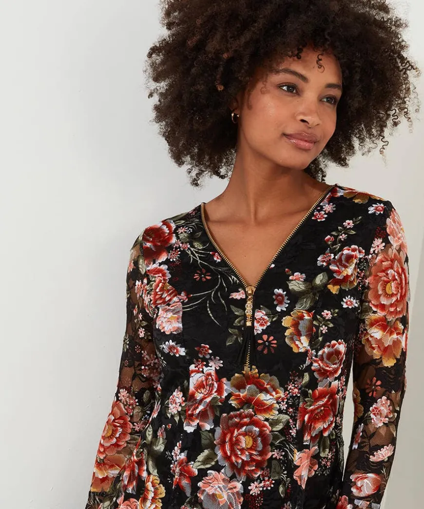 Macy Lace Zip Top