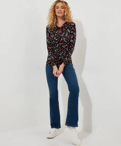 Make A Statement Keyhole Jersey Print Top