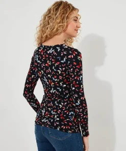Make A Statement Keyhole Jersey Print Top