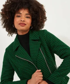 Meg Dogstooth Biker Jacket