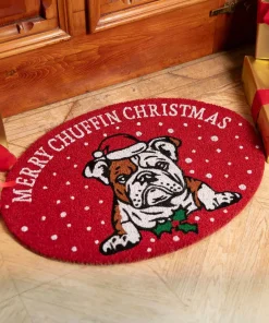 Merry Chuffin Christmas Bulldog Doormat