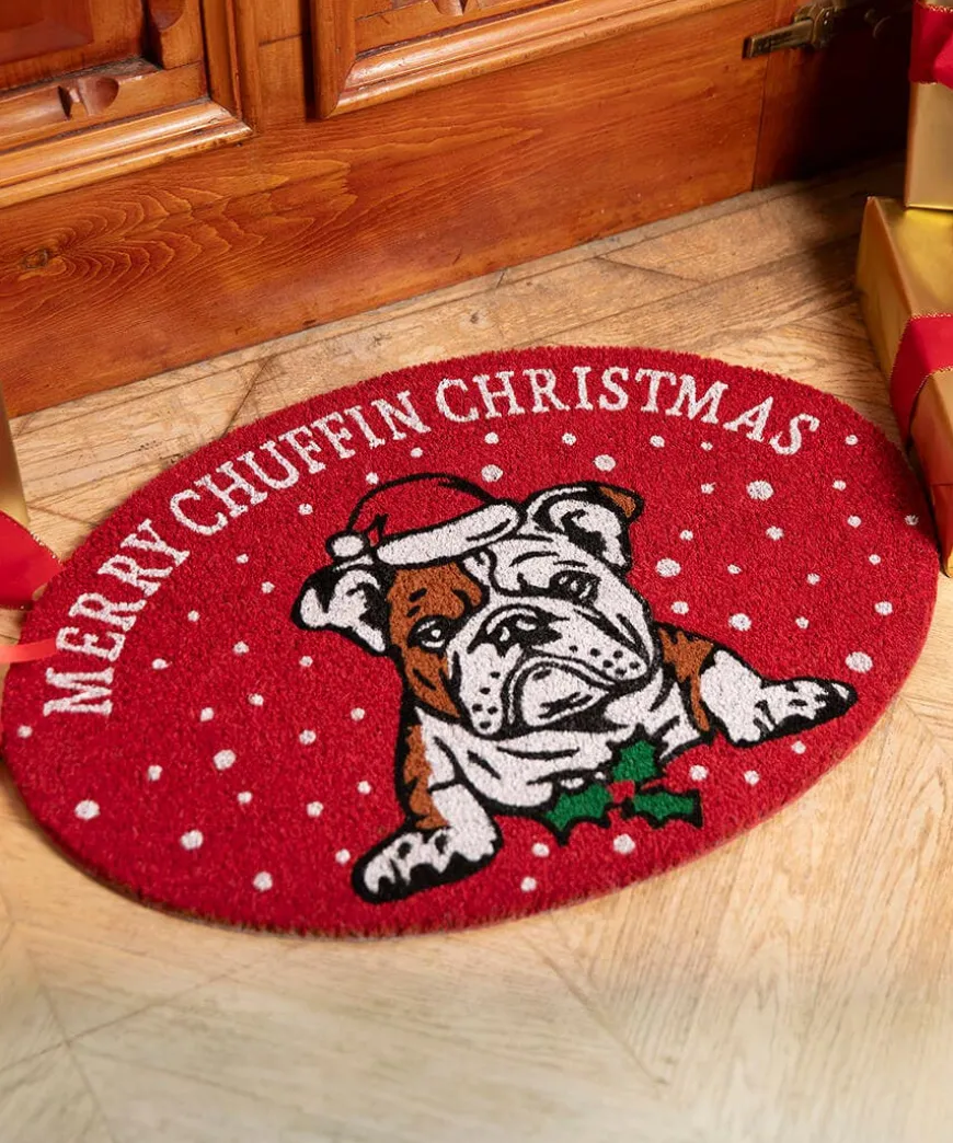 Merry Chuffin Christmas Bulldog Doormat