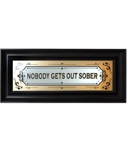Nobody Gets Out Sober Framed Mirror Sign