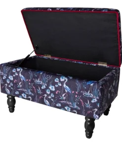 Nouveau Herons Velvet Storage Footstool